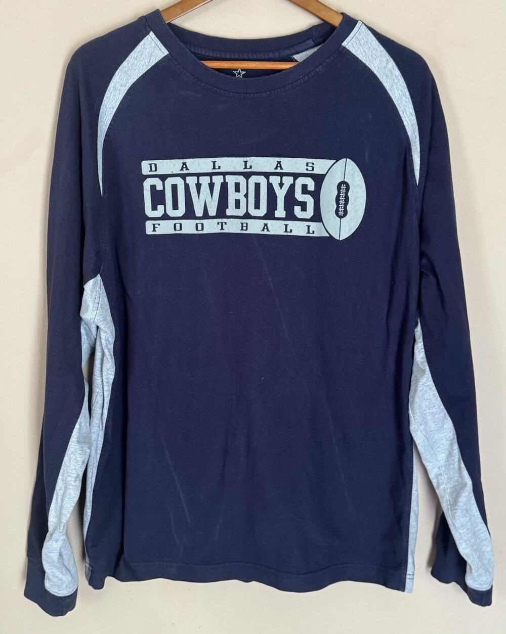 Dallas Cowboys XL T-shirt Long Sleeve Blue NFL Football 100% Cotton